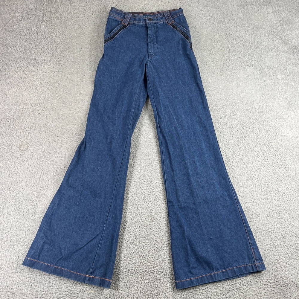 VTG Women's Bell Bottom Wide Leg Jeans 26x34 70's Flare Festival Sz 9